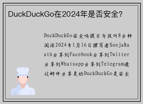 DuckDuckGo在2024年是否安全？ 